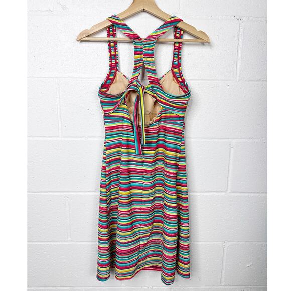 Athleta Salina Swim Dress Womens Small Multicolor Stripe Racerback‎ - Picture 2 of 9